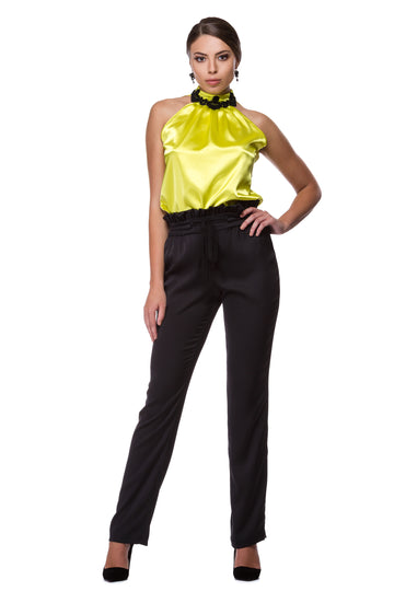Dark trousers with elastic belt WPN-0001